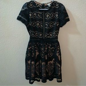 A.PEACH Dress, Black Sheer Embroidery, Size S